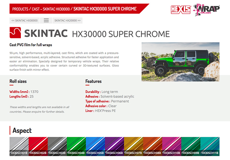 Hexis - Skintac HX30000 - Super Chrome